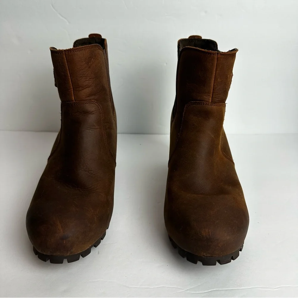Merrell Cinnamon Smooth Ankle Wedge Booties Women's Size 8.5 EU 39 Shoes Brown